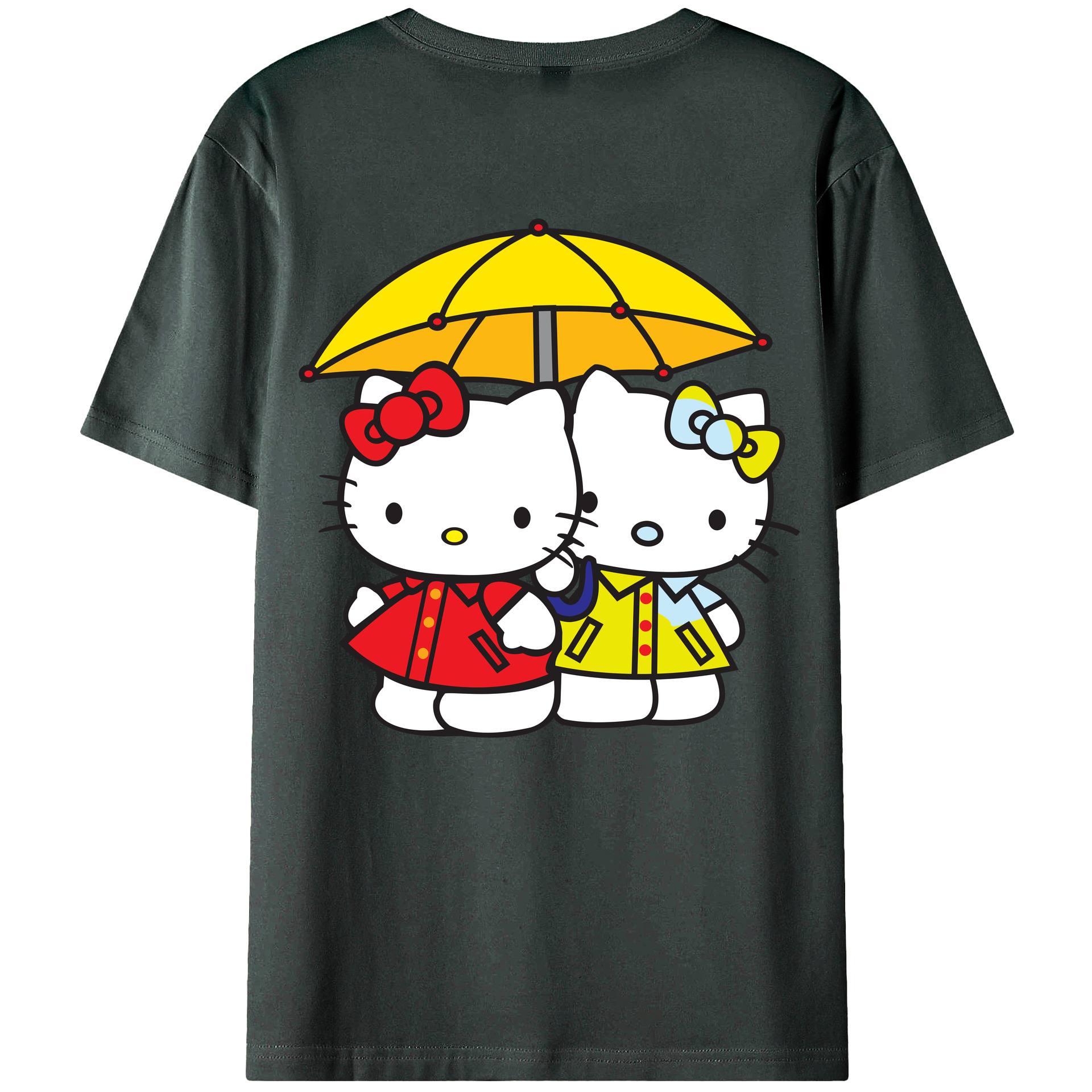 （画像用） Hello Kitty ハローキティ 綿100％ メンズ半袖Tシャツ（バックプリント） 通気性